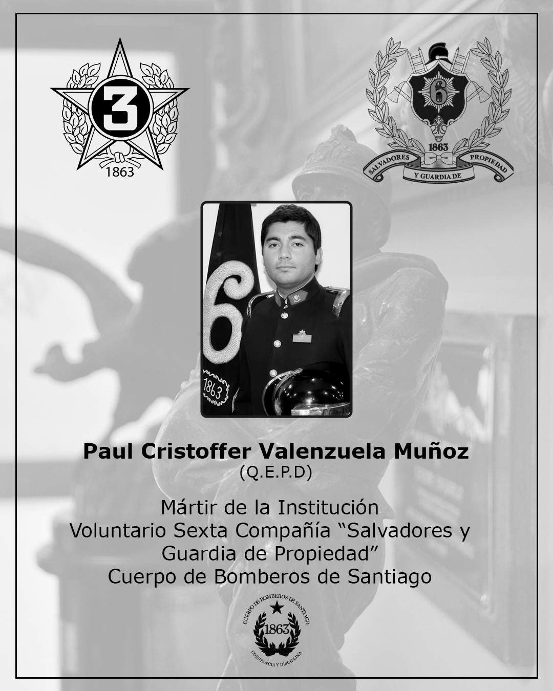 Condolencias Mártir Paul Valenzuela Muñoz